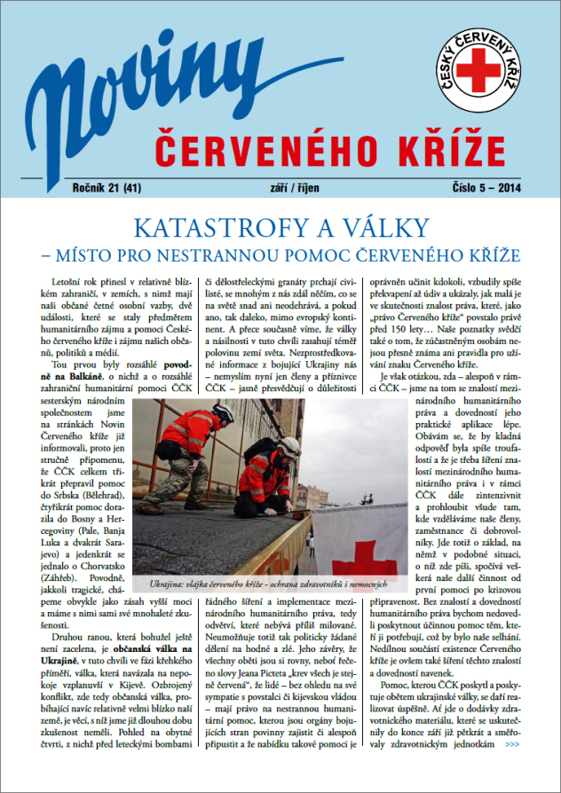 Titulní stránka Novin Českého červeného kříže